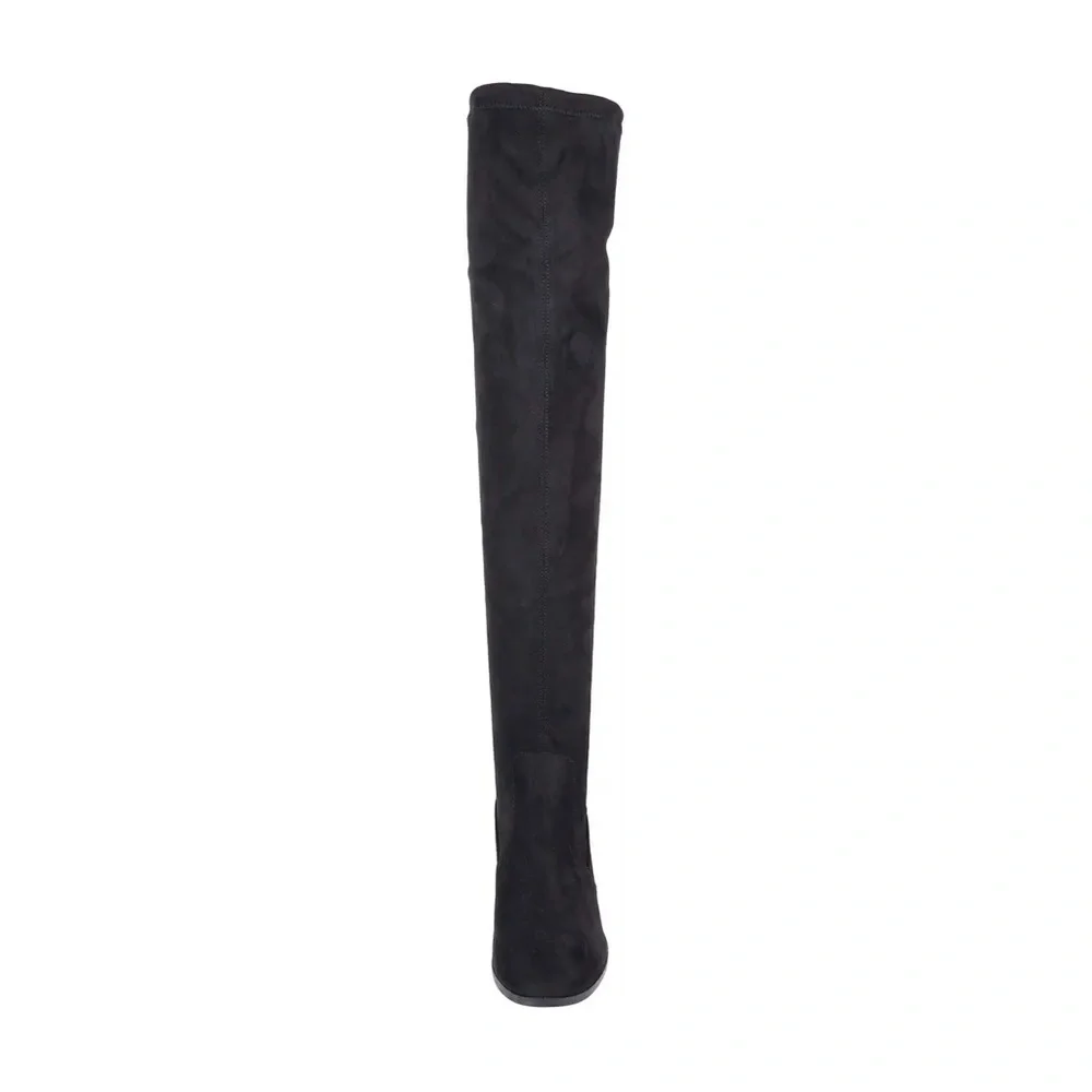 Chinese Laundry Over Knee Flat Black Boots, Vegan Faux Suede Size 9